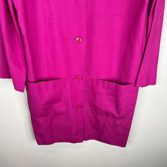 Mary‎ Ann Restivo Bergdorf Goodman Coat Jacket Pink Button Front Collarless VTG - Picture 5 of 11